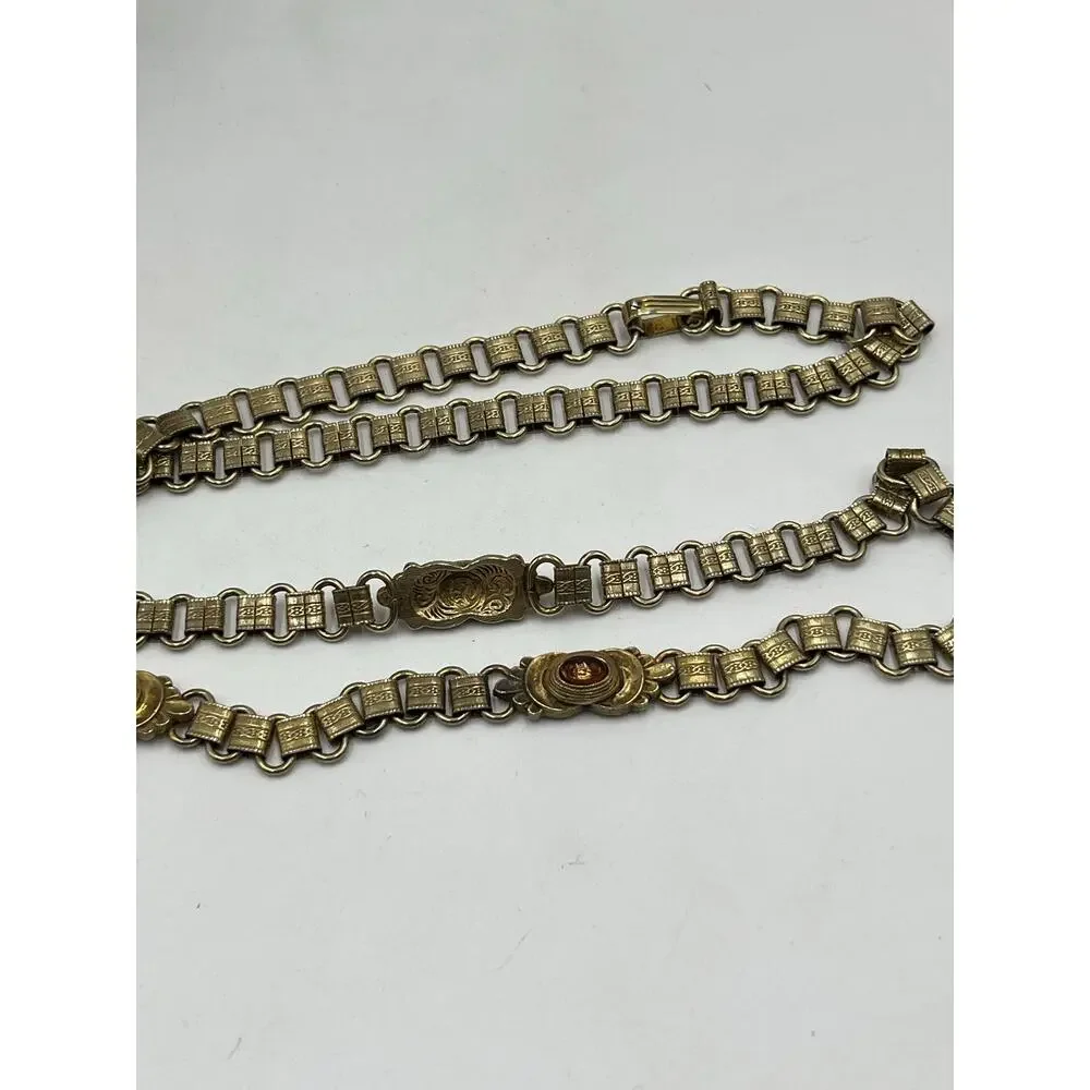 Vintage Gold Tone Book Chain Belt 34